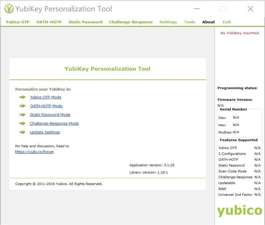 YubiKey Personalization Tool